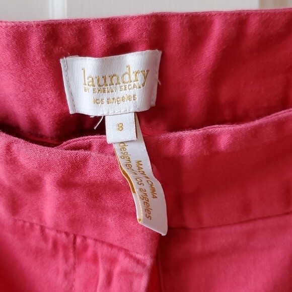 LAUNDRY NANTUCKET RED PINK COTTON CAPRI PANTS SIZE 8 - Picture 4 of 6